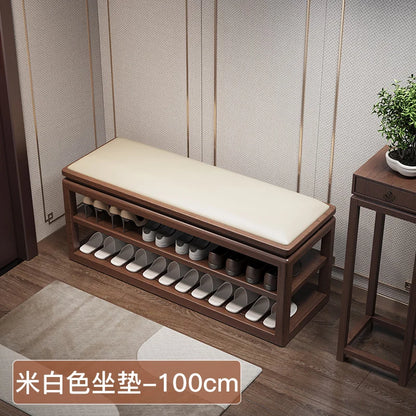 AOLIVIYA All-solid Wood Shoe Change Stool Home Door New Chinese Entry Shoe Cabinet Integrated Sitting Shoe Stool Multi-layer Hom