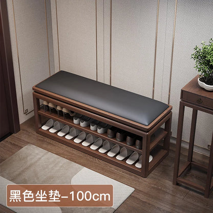 AOLIVIYA All-solid Wood Shoe Change Stool Home Door New Chinese Entry Shoe Cabinet Integrated Sitting Shoe Stool Multi-layer Hom
