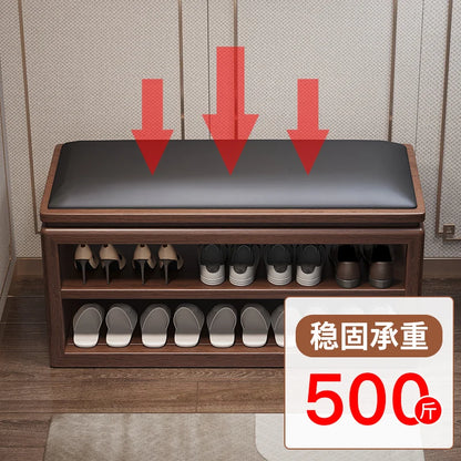 AOLIVIYA All-solid Wood Shoe Change Stool Home Door New Chinese Entry Shoe Cabinet Integrated Sitting Shoe Stool Multi-layer Hom