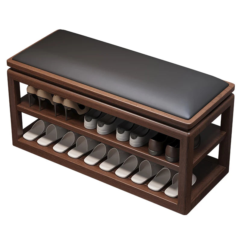 AOLIVIYA All-solid Wood Shoe Change Stool Home Door New Chinese Entry Shoe Cabinet Integrated Sitting Shoe Stool Multi-layer Hom